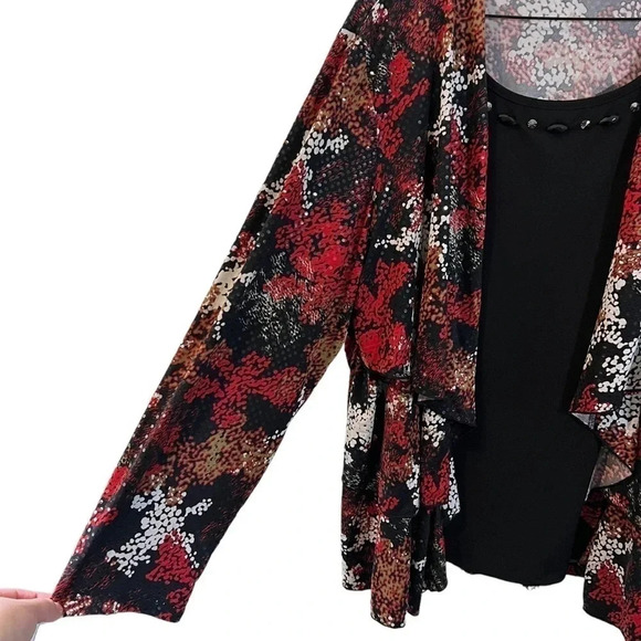 Sag Harbor Stretch Blouse Size 3X Beaded Sequins Abstract Evening Formal Tiered - Picture 5 of 10